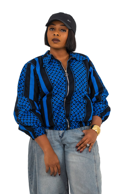 Zuru Bomber Jacket (Tribal Blue Print)