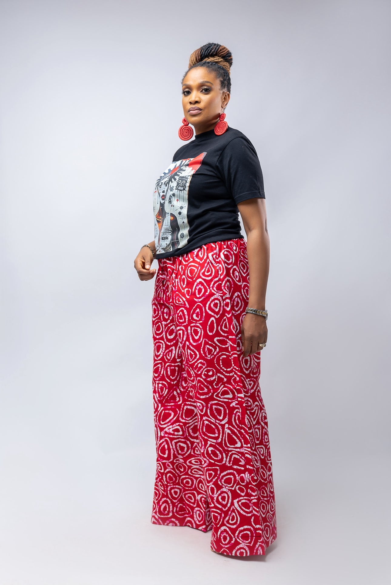 Naliya Pant- Red Ankara Cotton Print