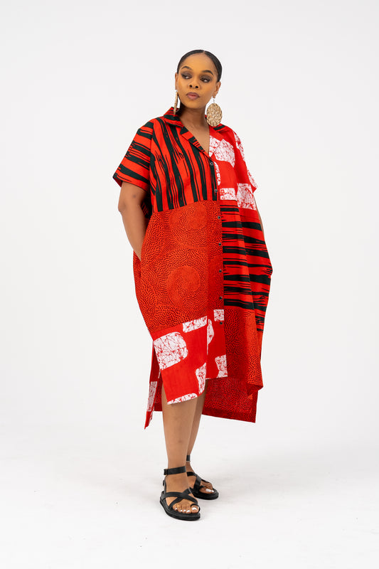 Flora Shirt Dress Red