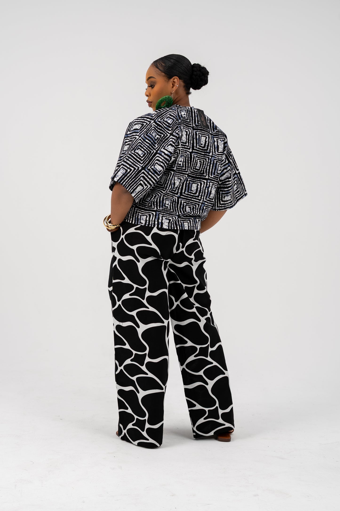 Adaoma Mix & Match Pant Set (Black/White Ankara Cotton Print)
