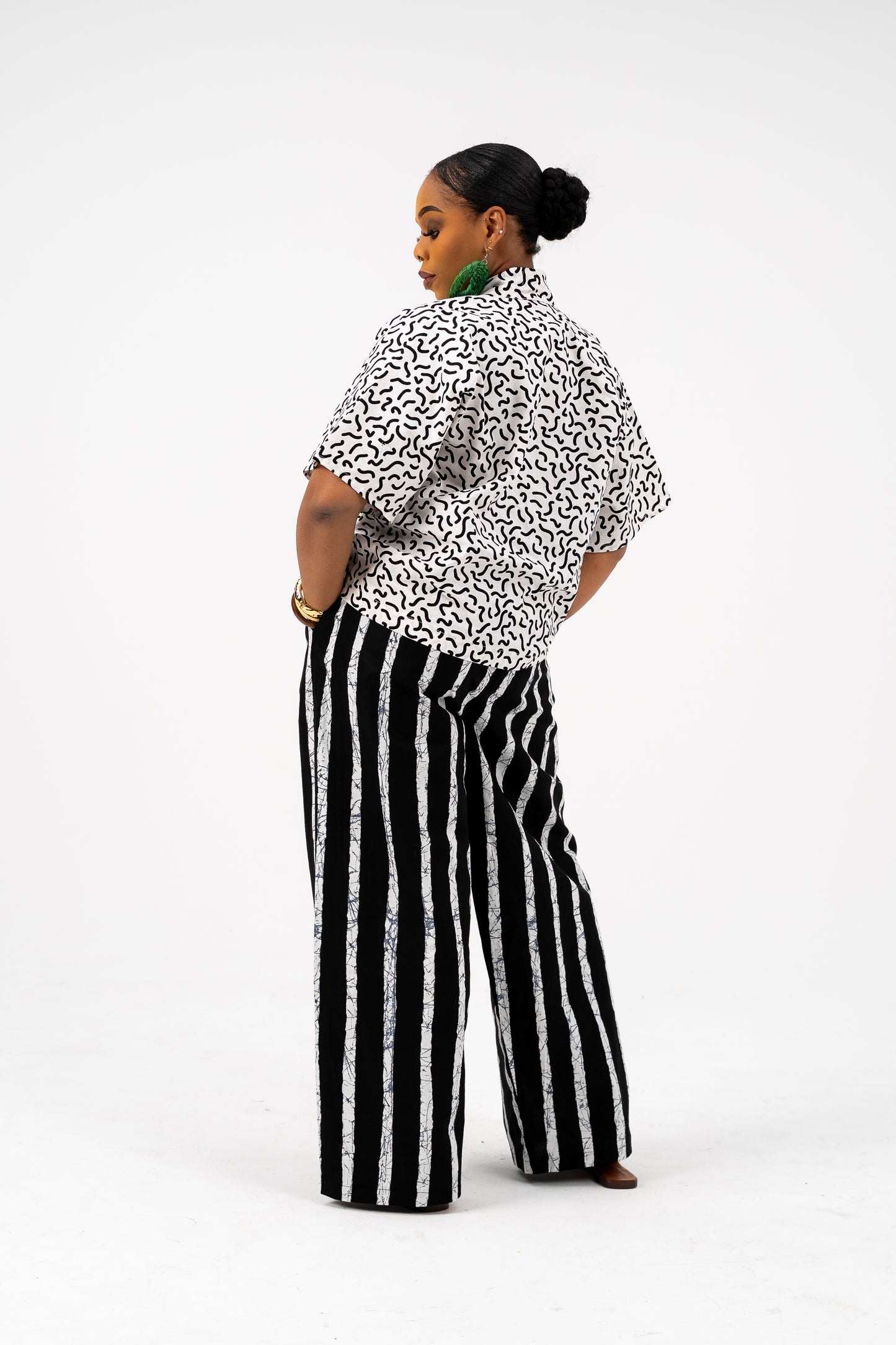 Nwaoma Asoke Patch Wide leg Pant Set (White Ankara Cotton Print)