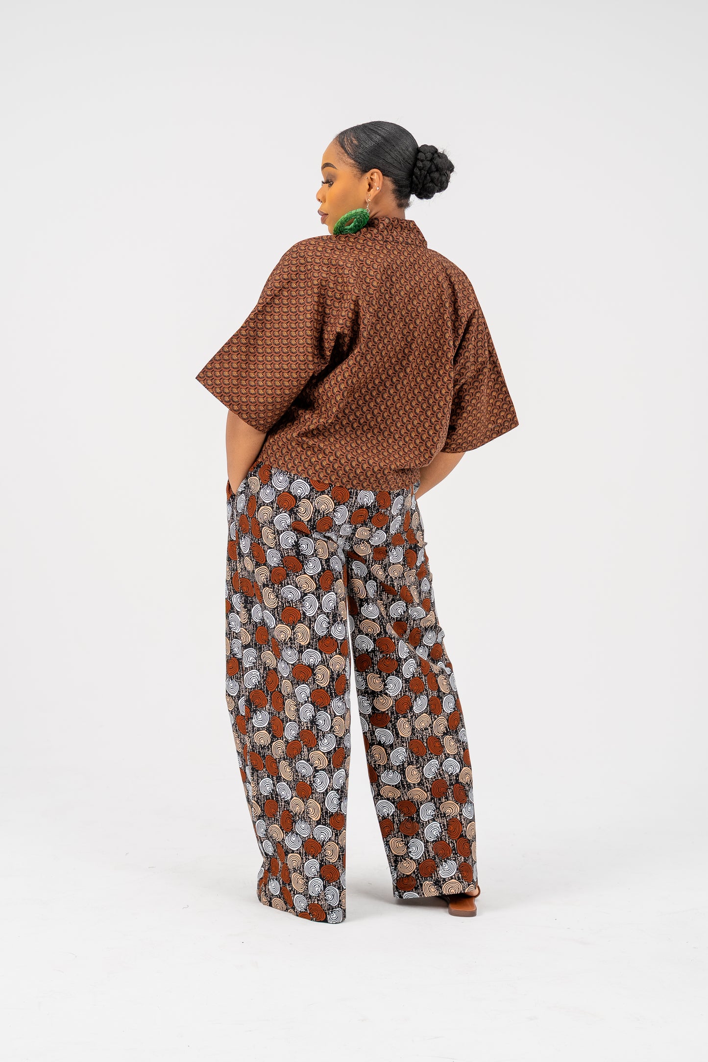 Adaoma Mix & Match Pant Set Brown Ankara Cotton Print