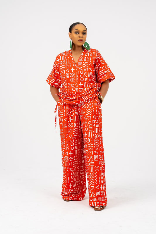 Naya Pant Set Pepper Red Print