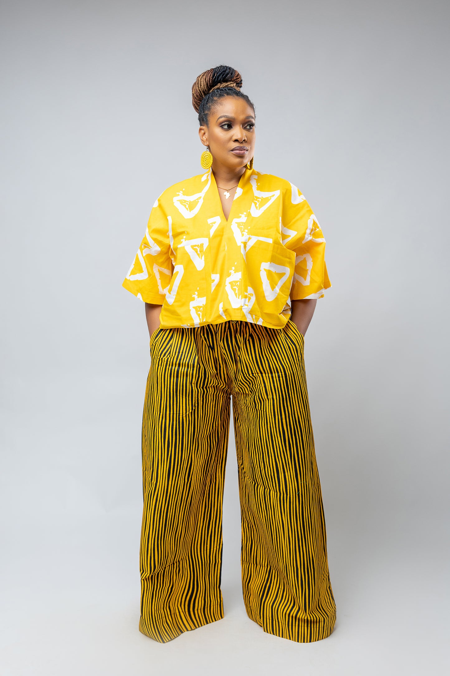 Adaoma Mix & Match Pant Set- Yellow Ankara Cotton Print