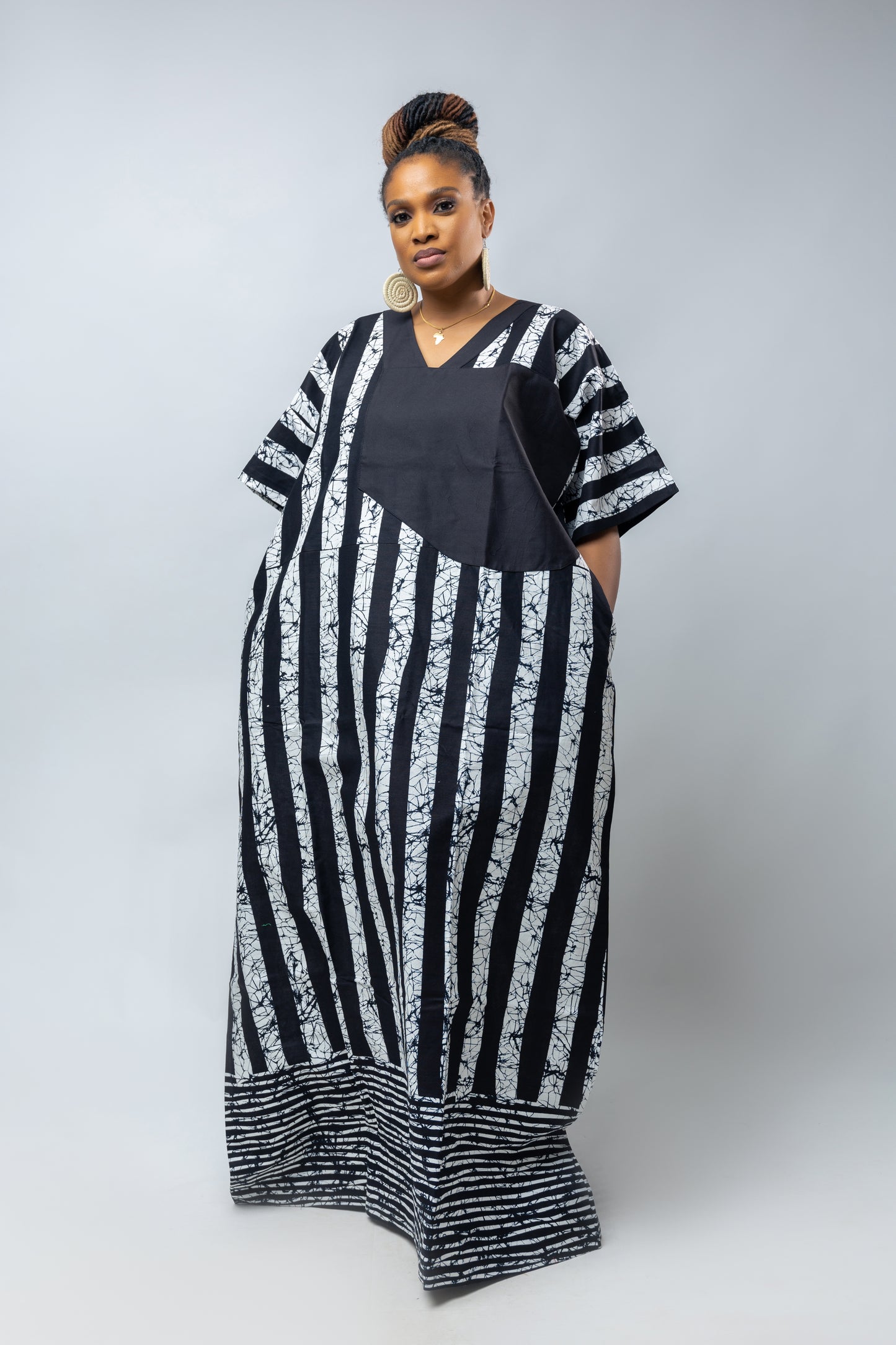 Nkem Bubu- Stripe White Cotton Ankara Print