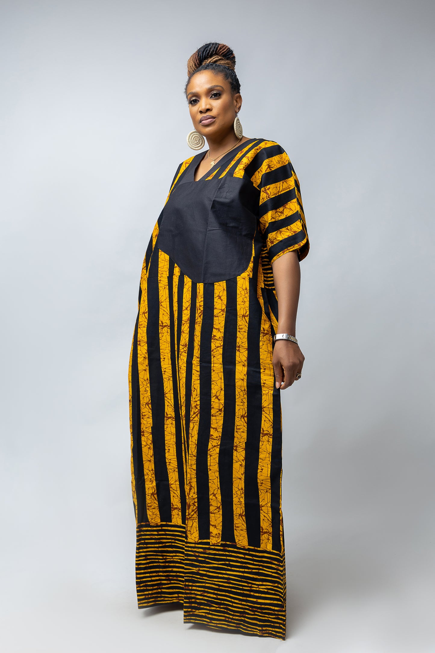 Nkem Bubu- Yellow Stripe Cotton Ankara Print