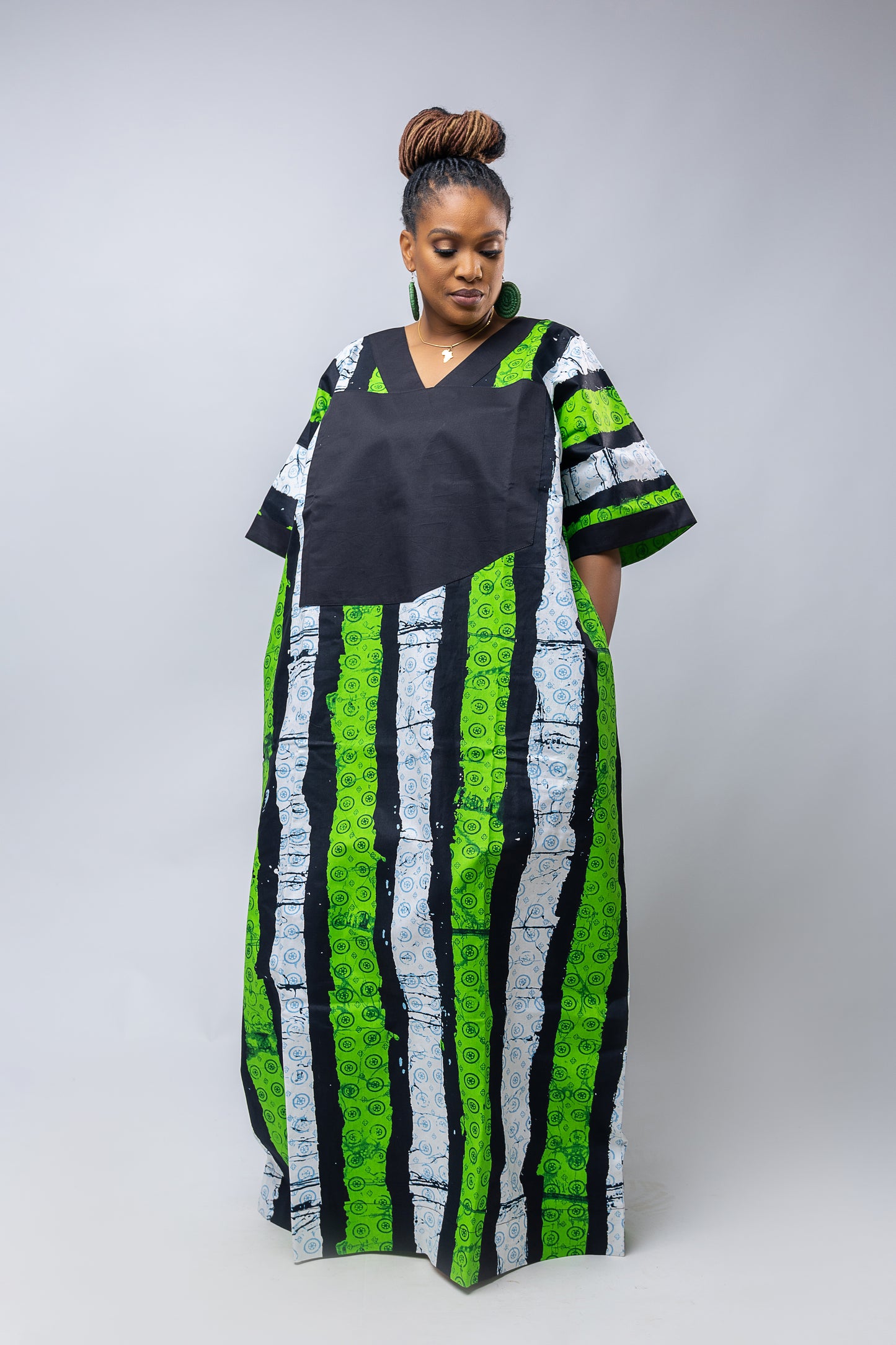 Nkem Bubu- Stripe Green Cotton Ankara Print