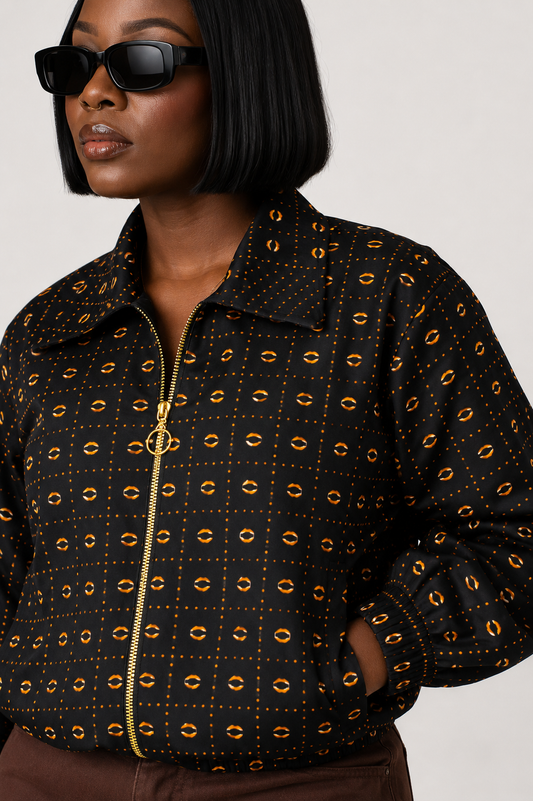 Zuru Bomber Jacket (Brown Print)