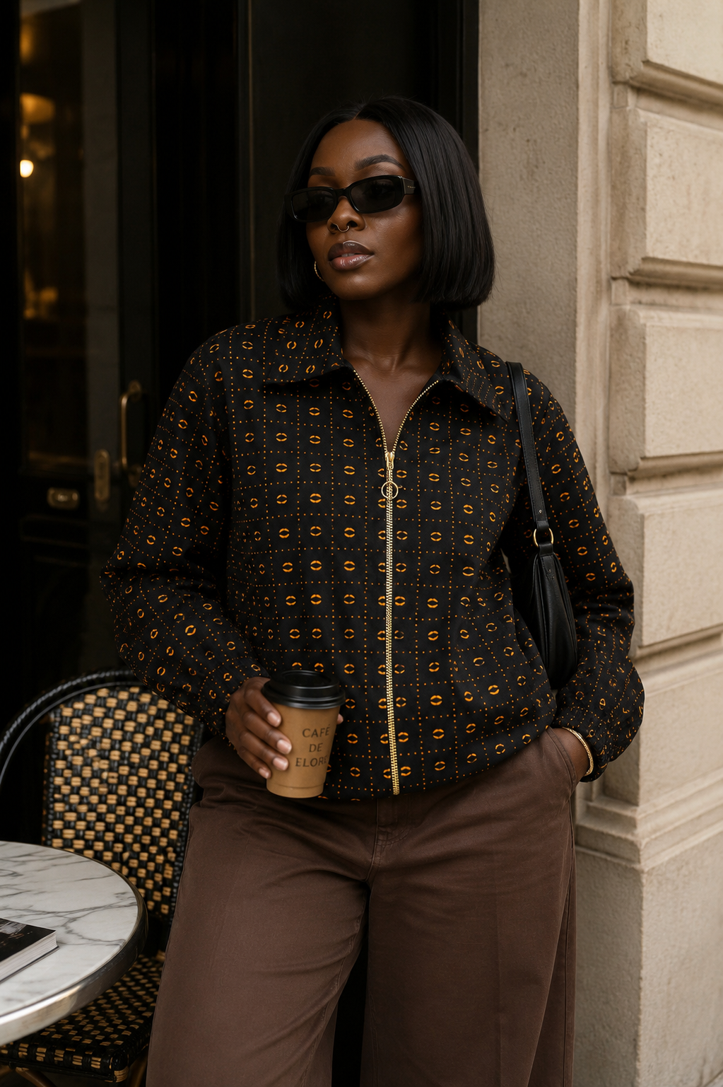 Zuru Bomber Jacket (Brown Print)