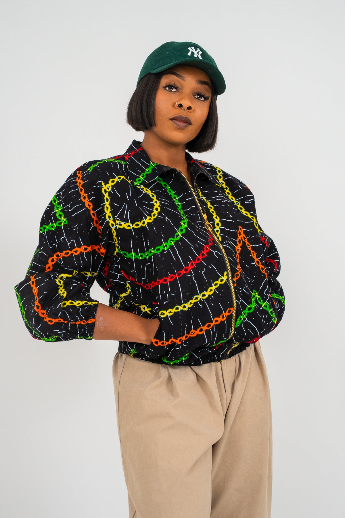 Zuru Bomber Jacket (Chain Multi-coloured Print)
