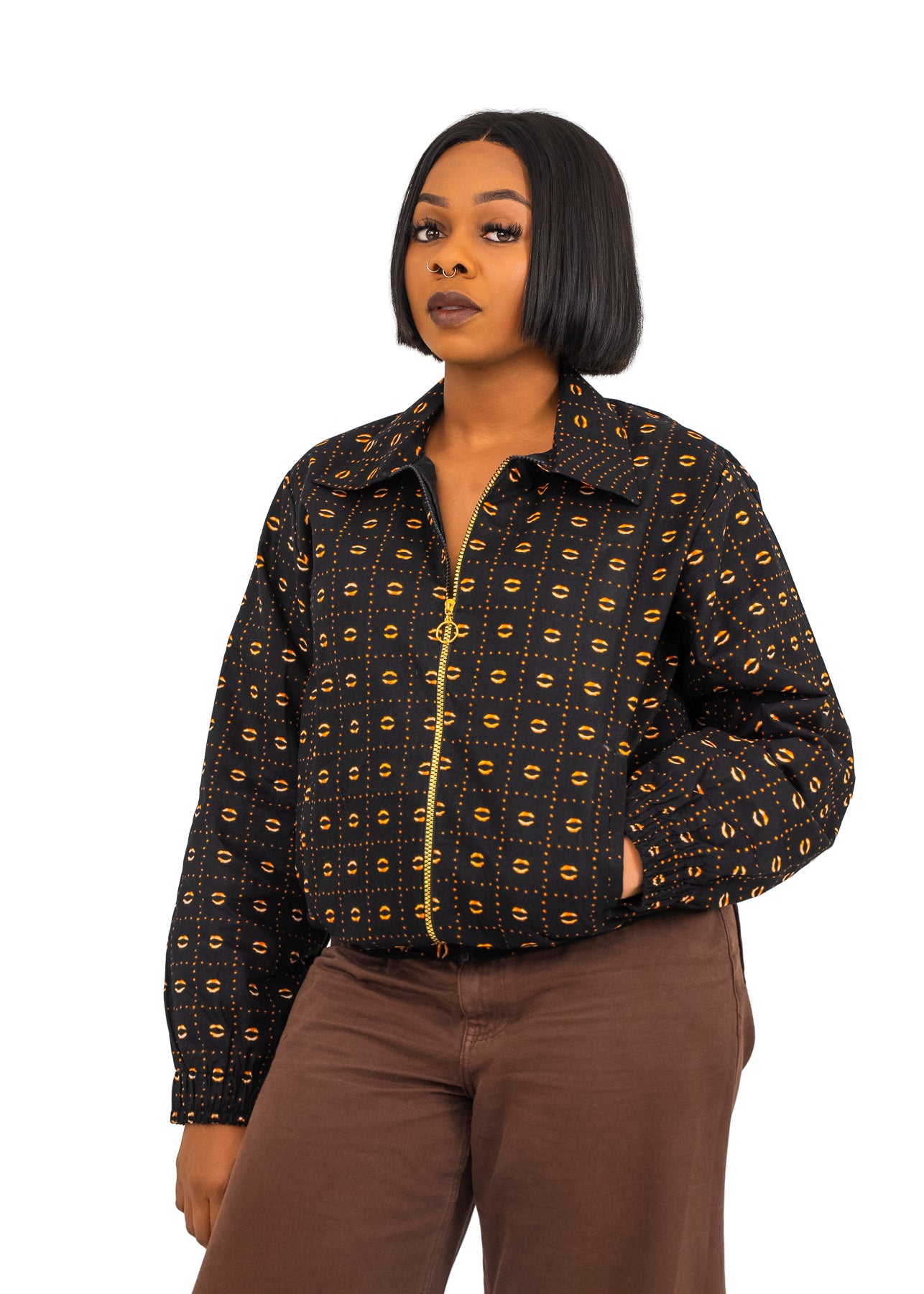 Zuru Bomber Jacket (Brown Print)