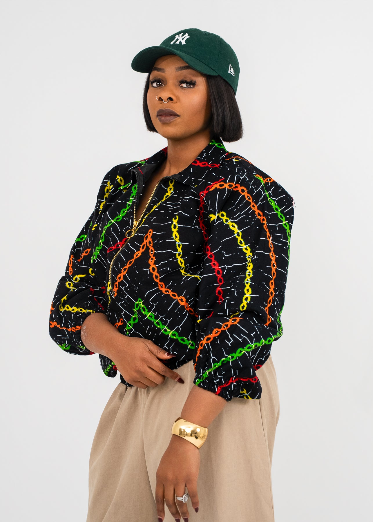 Zuru Bomber Jacket (Chain Multi-coloured Print)