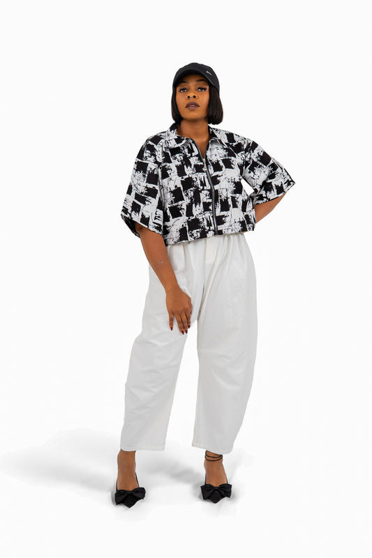 Nia Zip-up Boxy Blouse