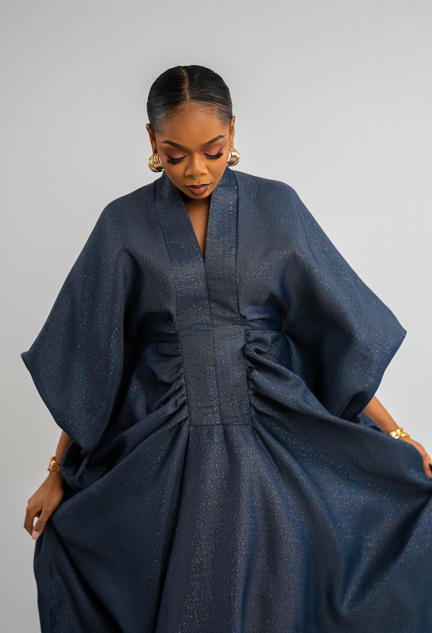 IFENKILI BUBU - Iridescent  Navy Teal Print (AVAILABLE NOW)