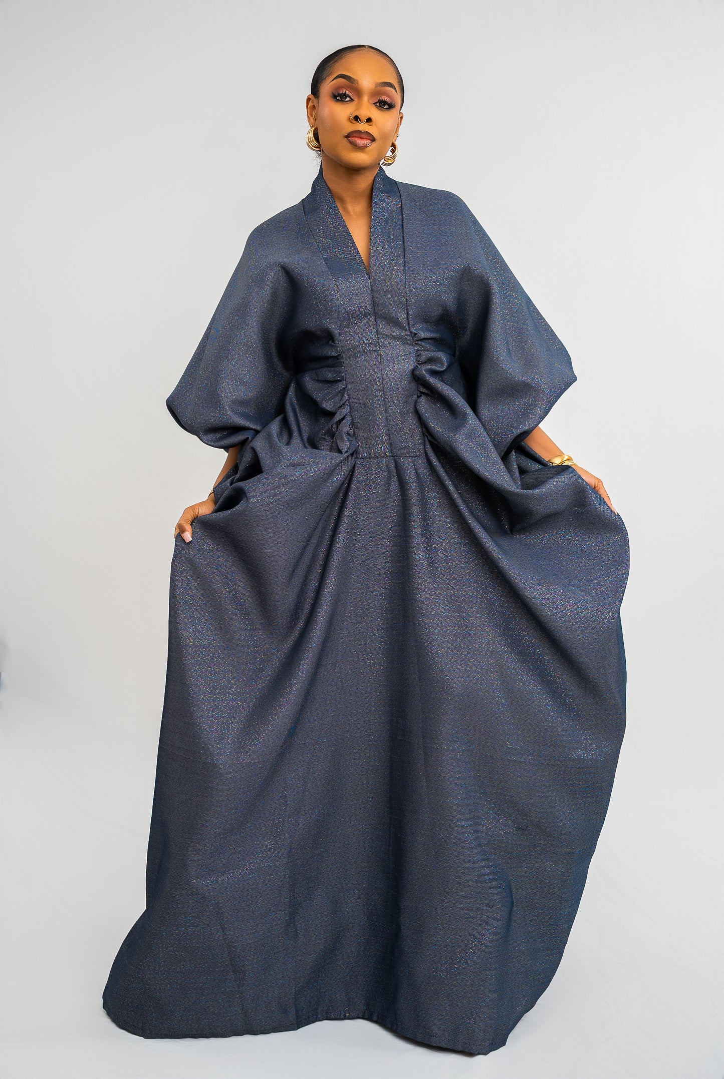 IFENKILI BUBU - Iridescent  Navy Teal Print (AVAILABLE NOW)