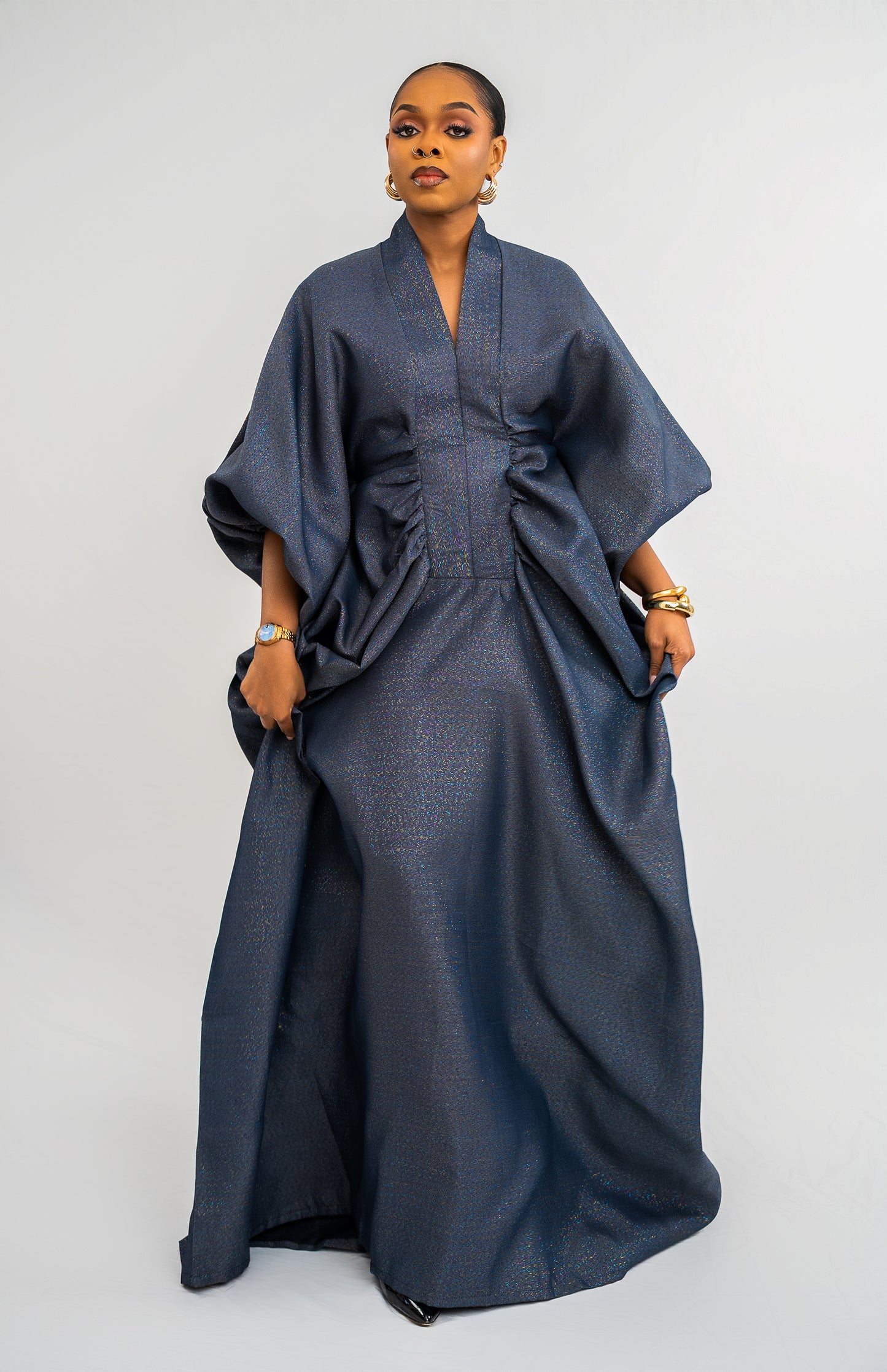 IFENKILI BUBU - Iridescent  Navy Teal Print (AVAILABLE NOW)