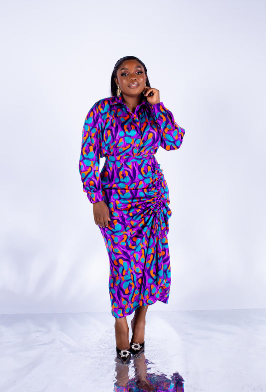 Nene Co-Ord – Teal Flamingo Print Two-Piece Skirt Set