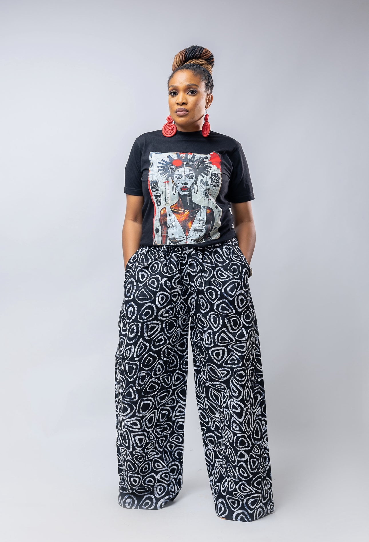 Naliya Pant- Black Ankara Cotton Print