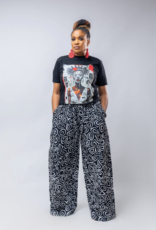 Naliya Pant- Black Ankara Cotton Print