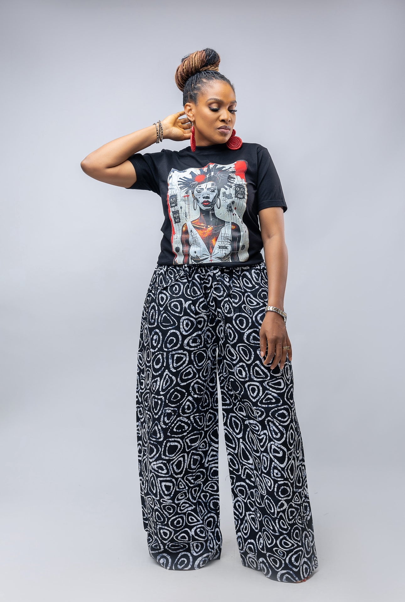 Naliya Pant- Black Ankara Cotton Print