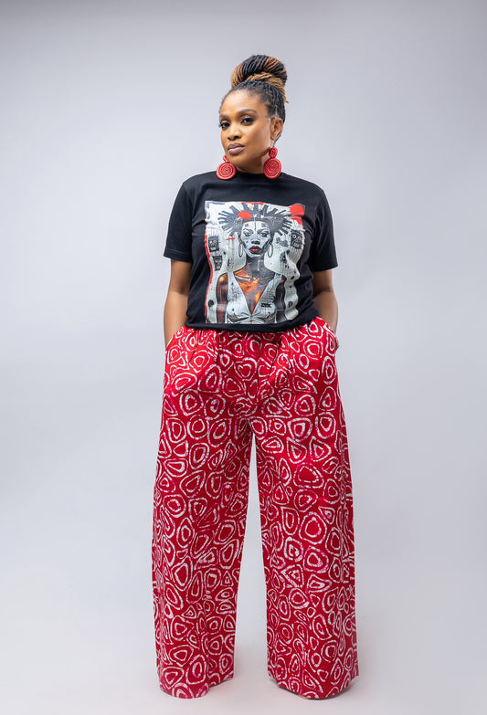 Naliya Pant- Red Ankara Cotton Print