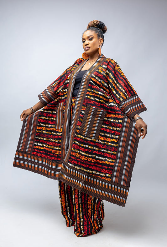 Akwaugo Kimono Only- Red Cotton Ankara Print