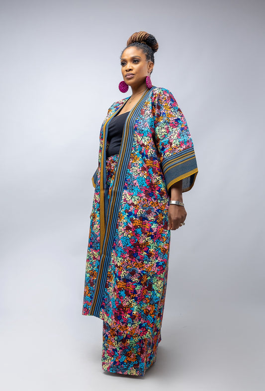 Aisha Kimono Only- Flowery Cotton Ankara Print