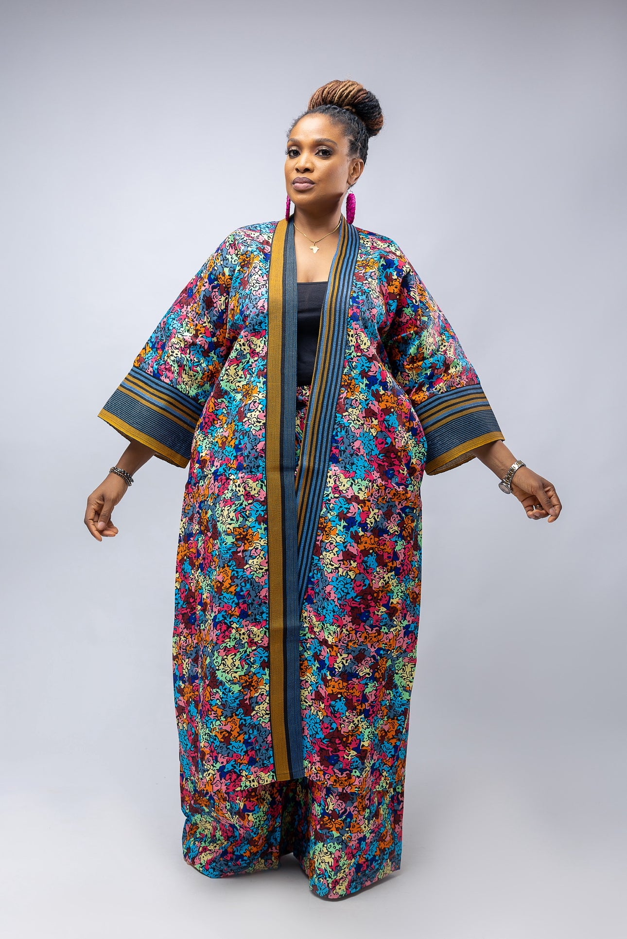 Aisha Kimono Only- Flowery Cotton Ankara Print