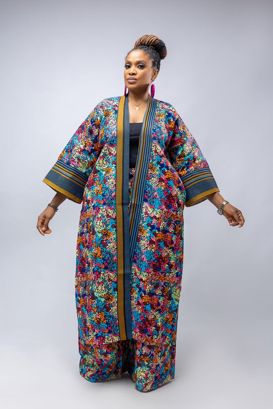 Aisha Kimono Only- Flowery Cotton Ankara Print