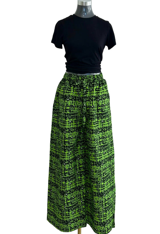 Akwaugo Pant- Checker green Cotton Ankara Print