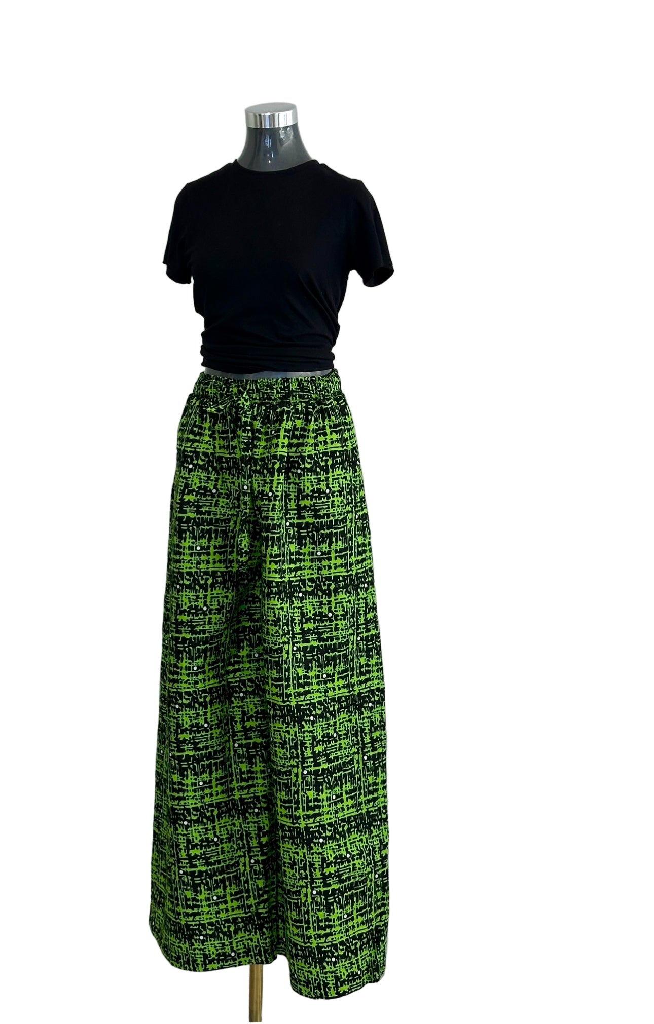 Akwaugo Pant- Checker green Cotton Ankara Print
