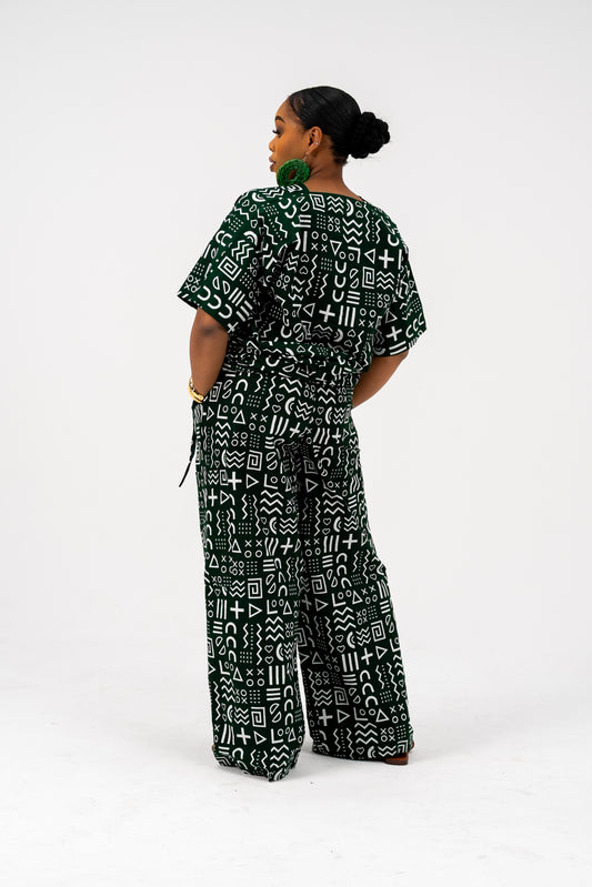 Naya Pant Set Green Print