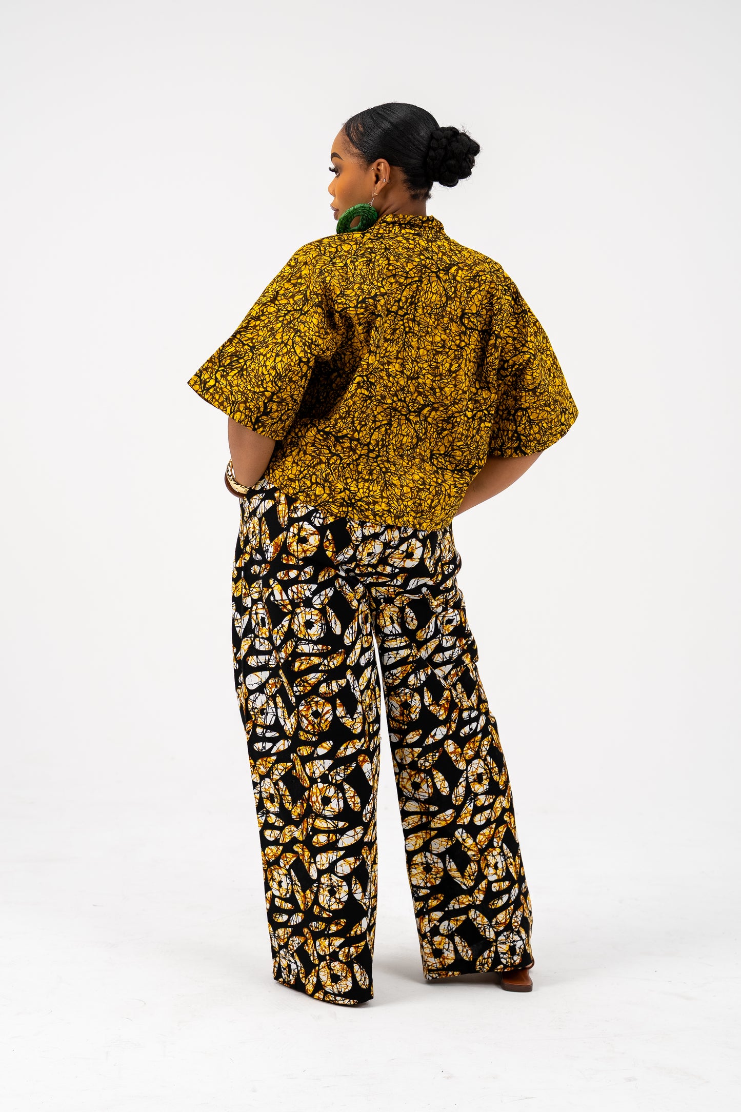Nwaoma Asoke Patch Wide leg Pant Set (Yellow Ankara Cotton Print)