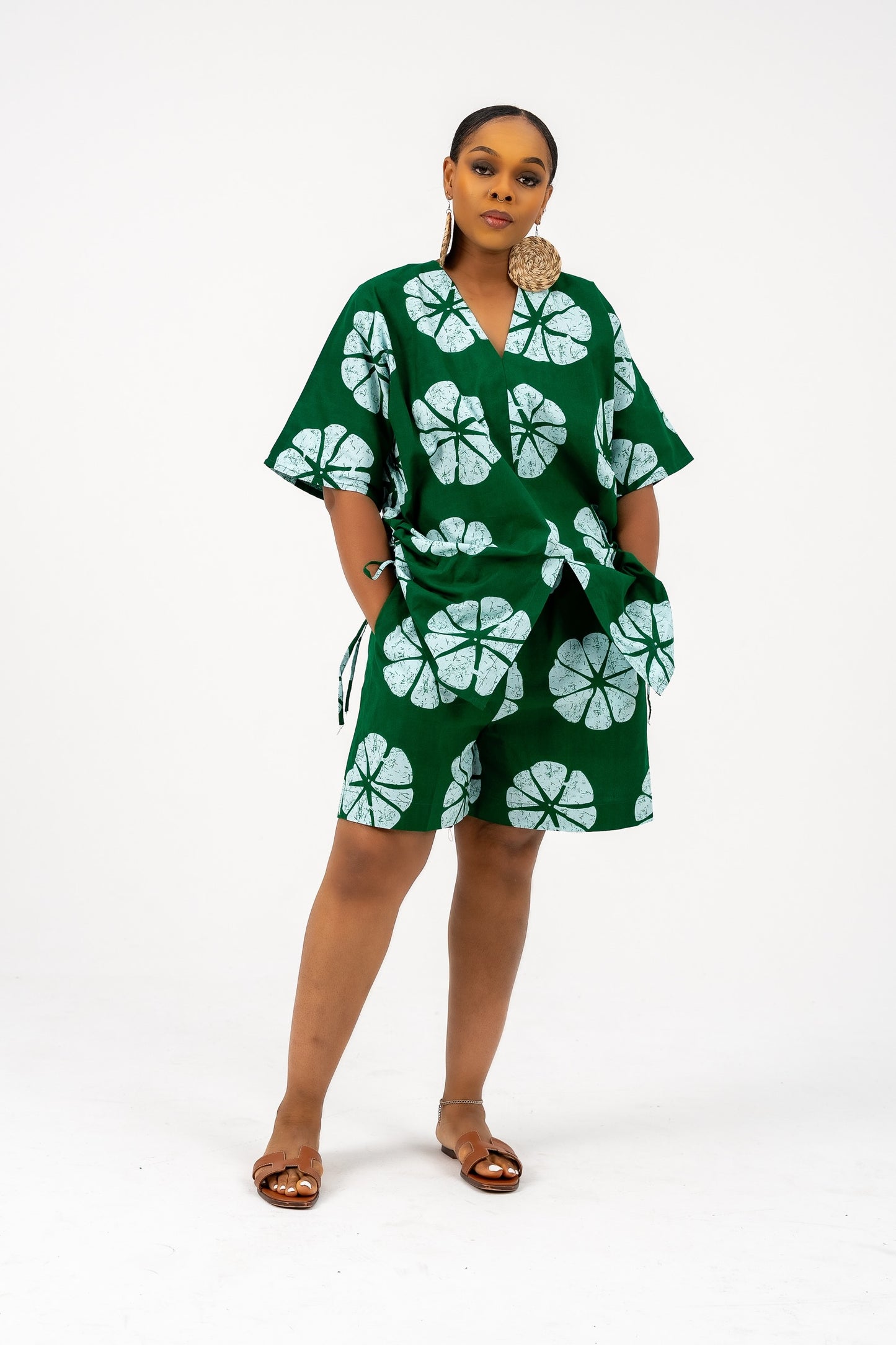 Oma Short Set Green Print