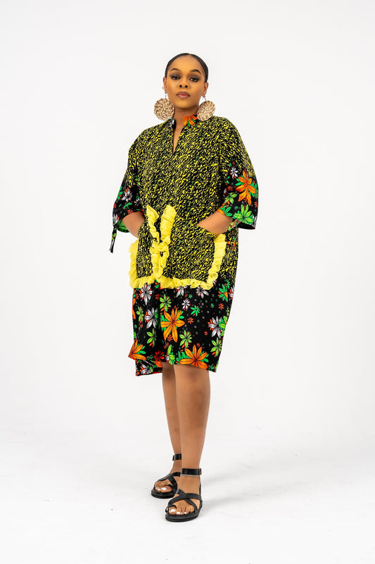 Zoe Shift Dress Petal Ankara Print