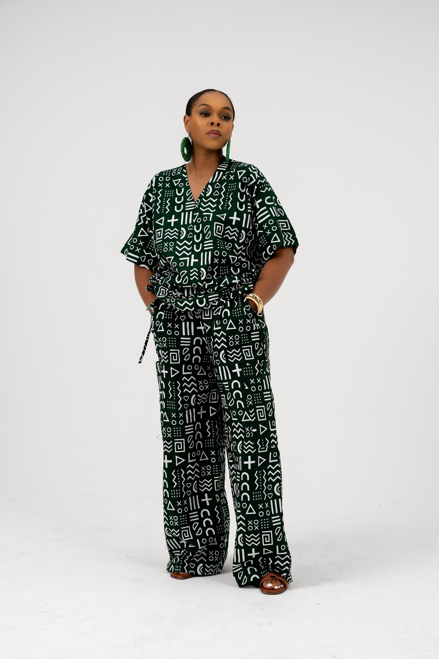 Naya Pant Set Green Print