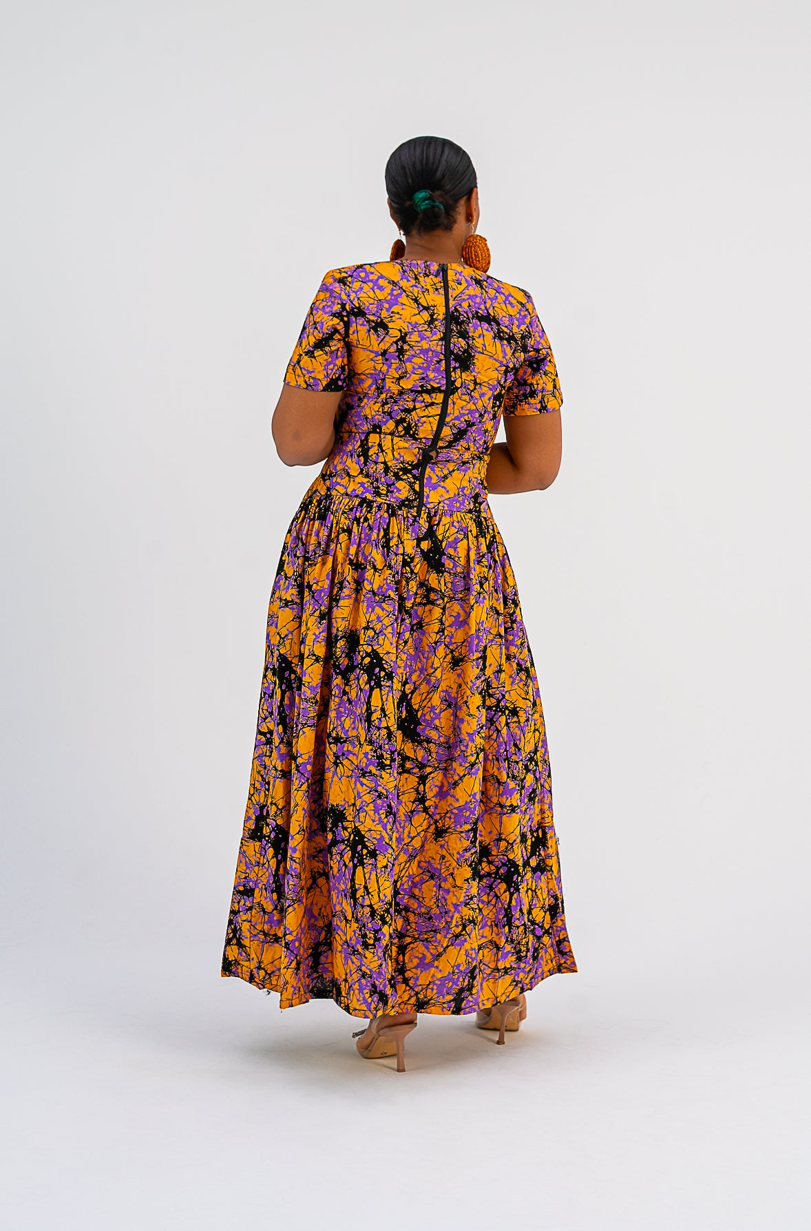 Yasmia Dress (Multicolour Orange Print)