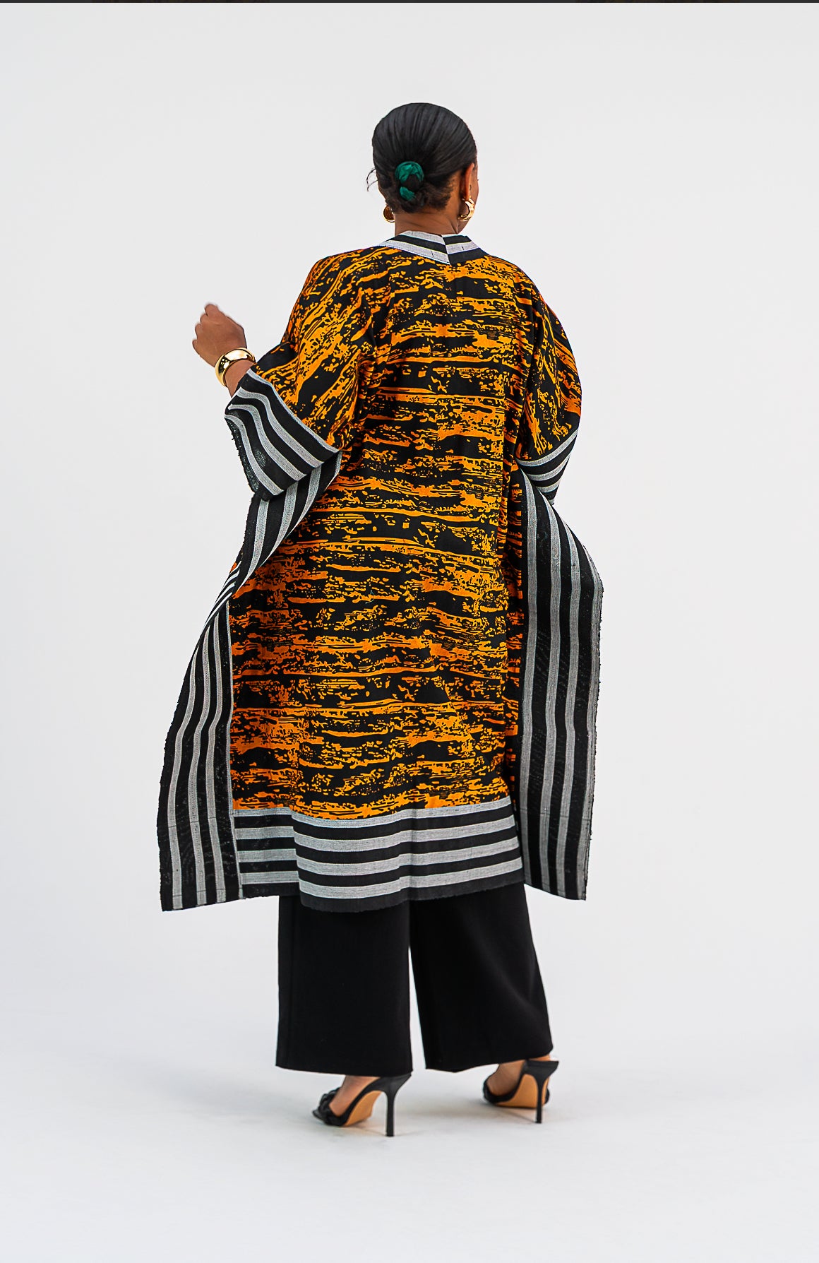 Akwaugo Kimono Only- (Orange Cotton Ankara Print)