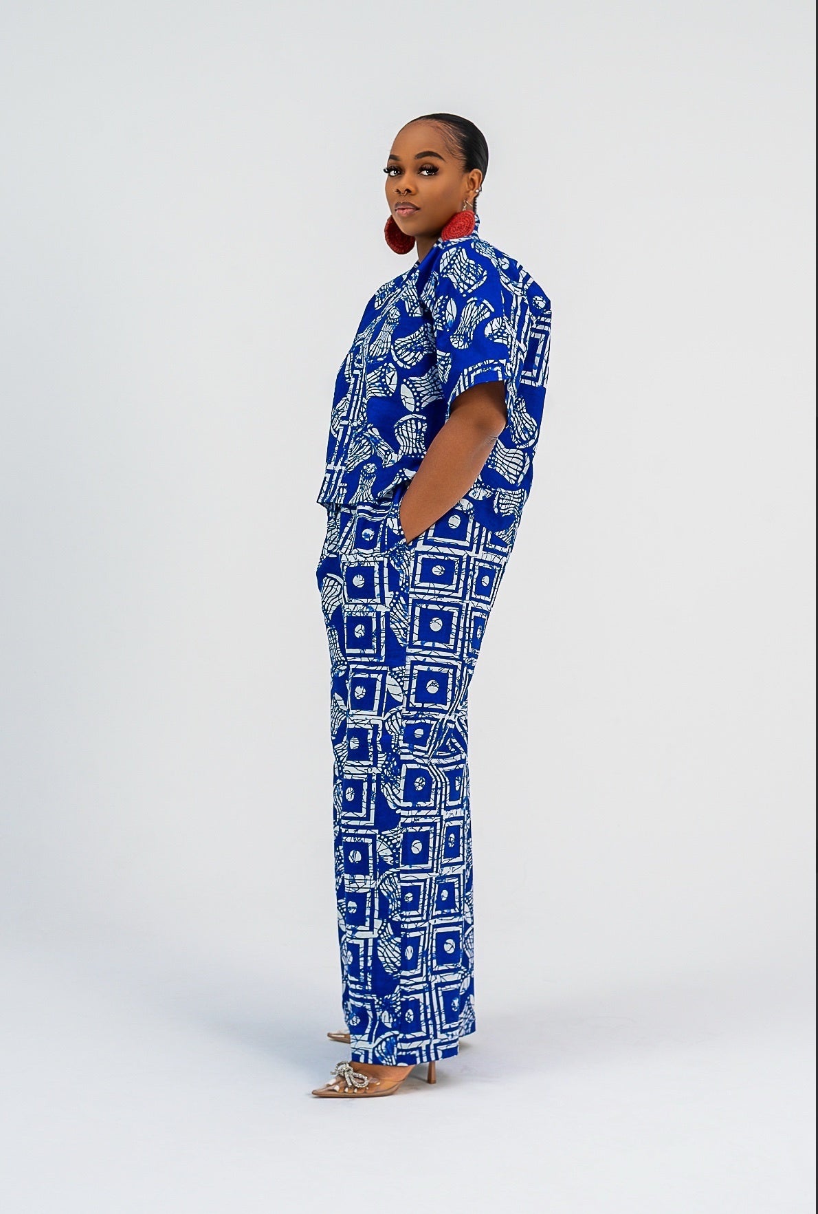 ZALIA Pant Set (Blue Drum print)