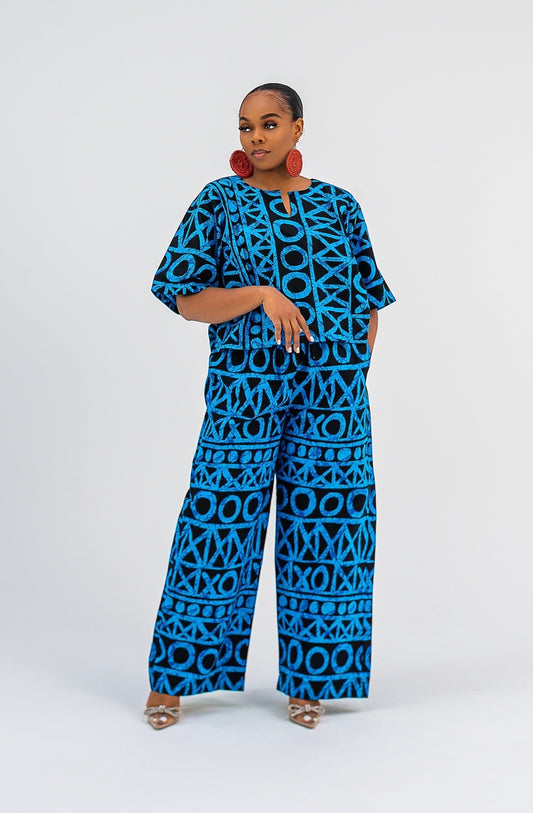 ZALIA Pant Set (BLUE Checker print)