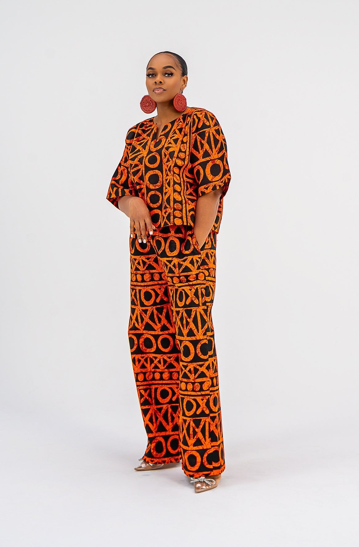 ZALIA Pant Set (ORANGE Checker print)