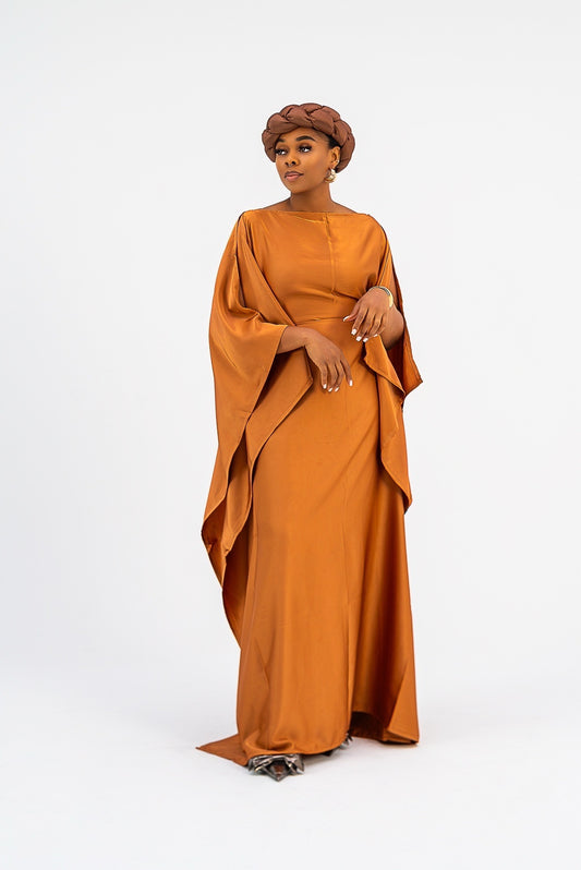 Akunna Bubu (Brown-Golden Silk Fabric)