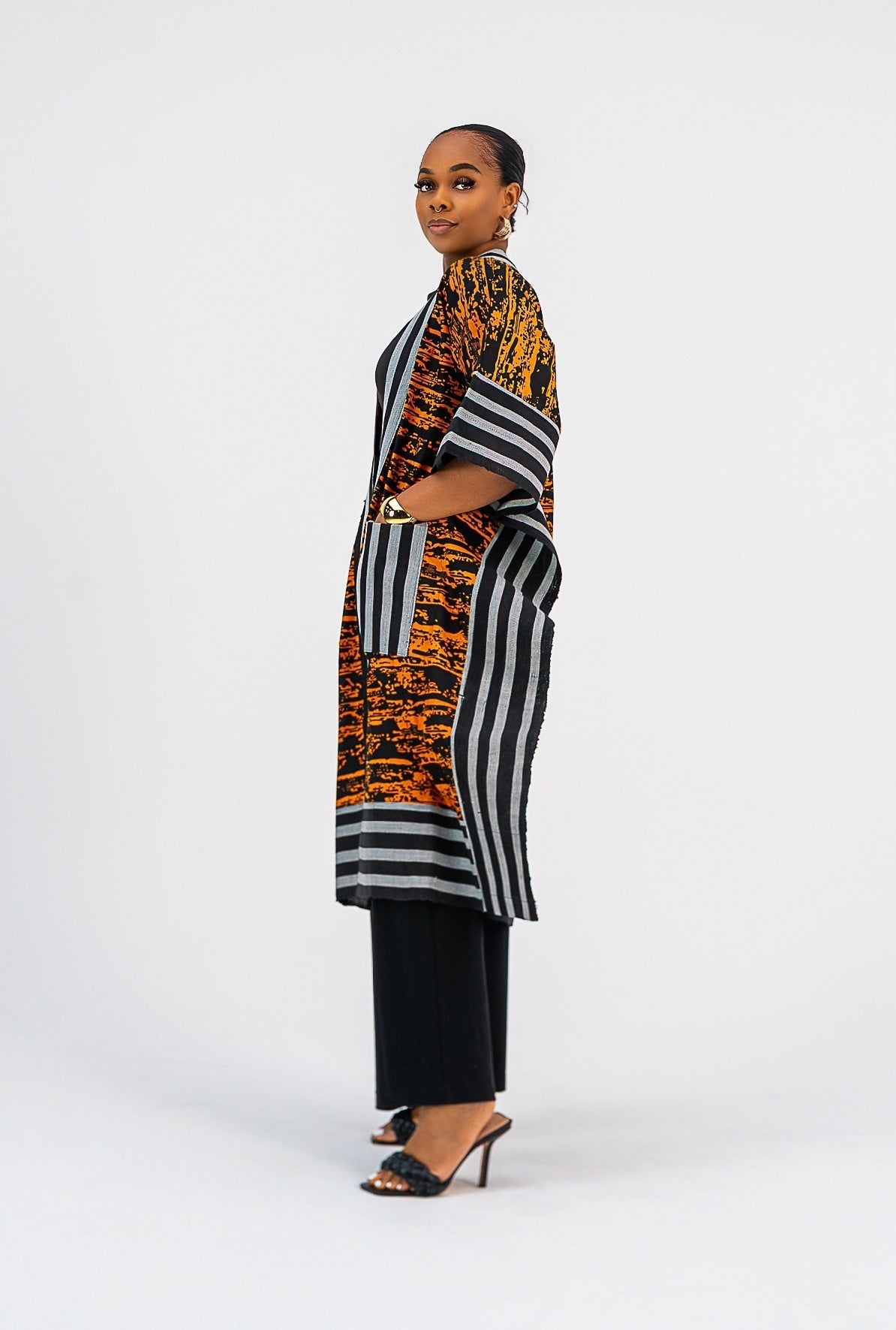 Akwaugo Kimono Only- (Orange Cotton Ankara Print)