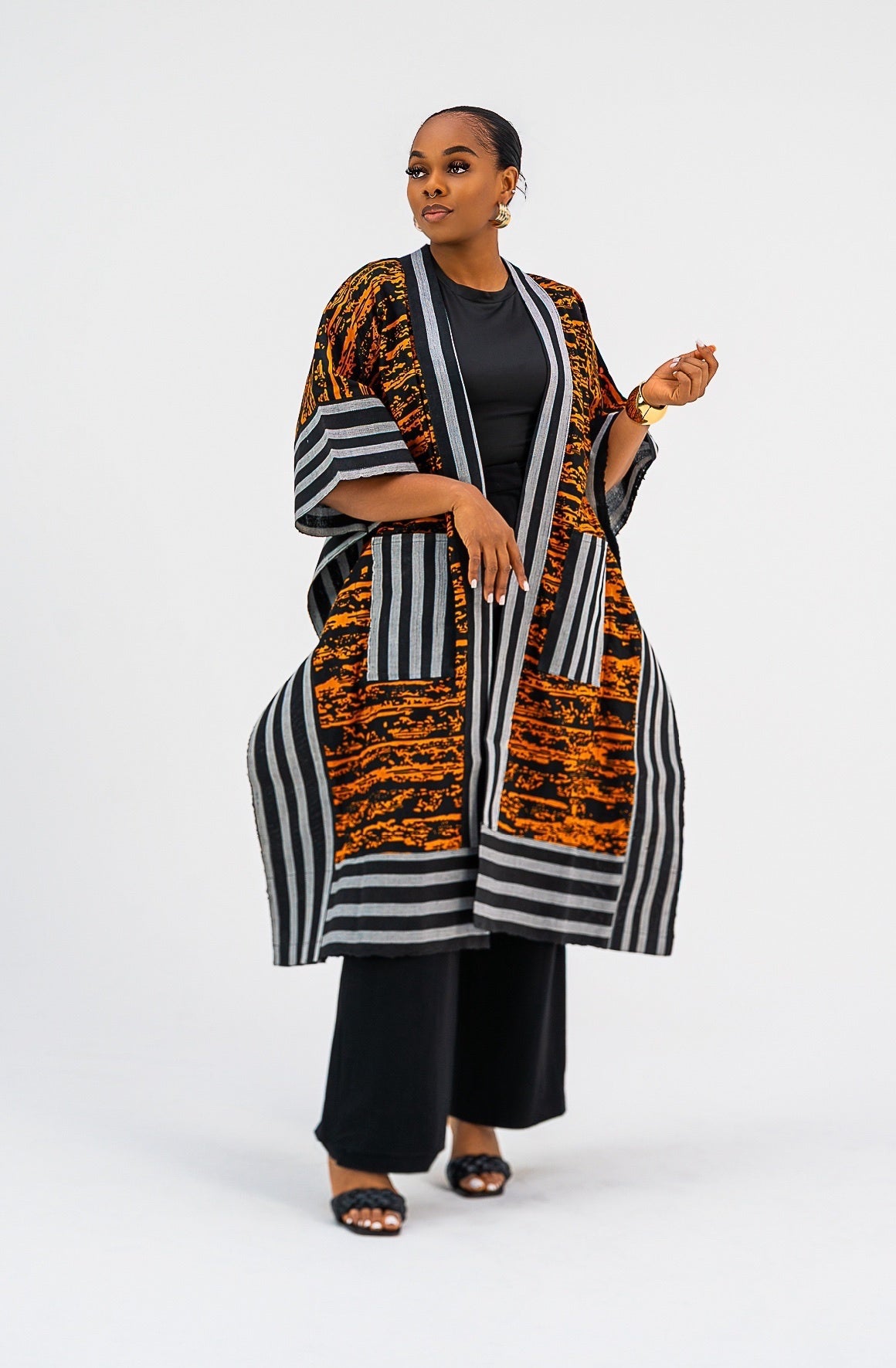 Akwaugo Kimono Only- (Orange Cotton Ankara Print)