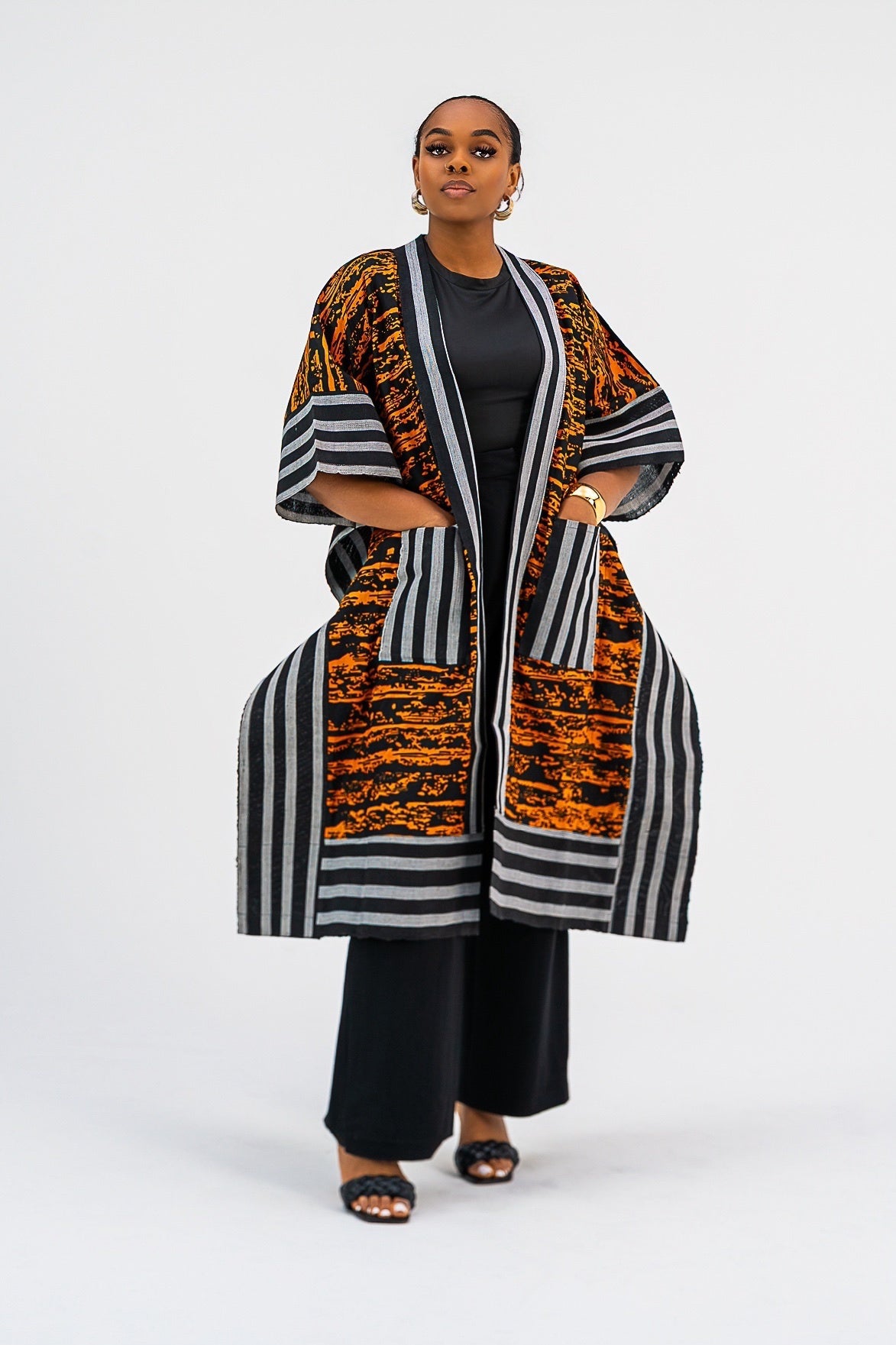 Akwaugo Kimono Only- (Orange Cotton Ankara Print)