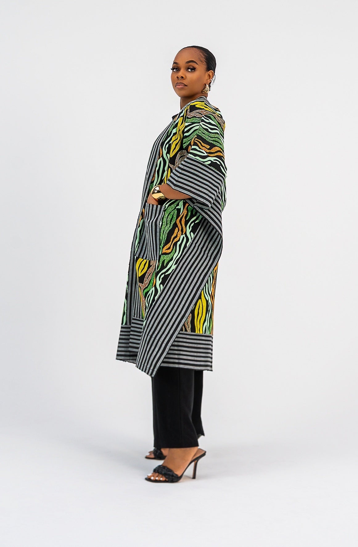 Akwaugo Kaftan Kimono Only- (Green Cotton Ankara Print)