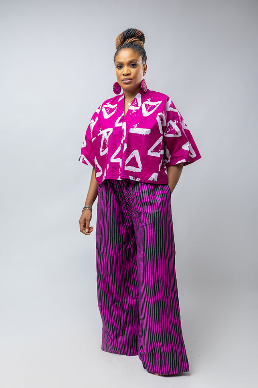 Adaoma Mix & Match Pant Set- Purple Ankara Cotton Print