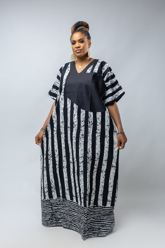 Nkem Bubu- Stripe White Cotton Ankara Print
