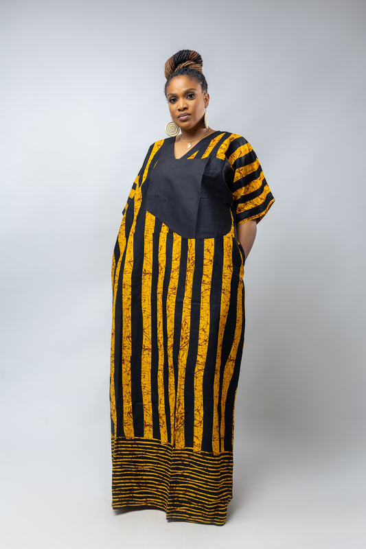 Nkem Bubu- Yellow Stripe Cotton Ankara Print
