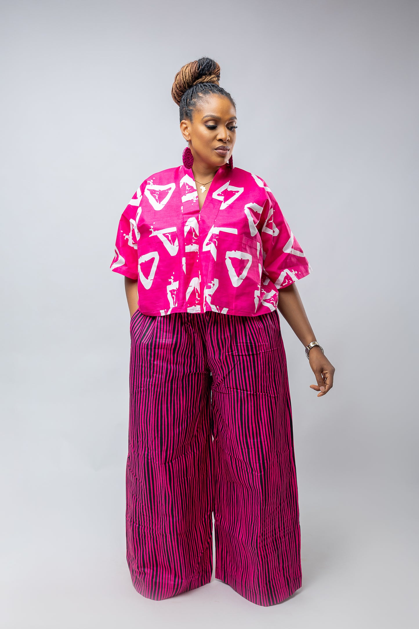 Adaoma Mix & Match Pant Set- Pink Ankara Cotton Print